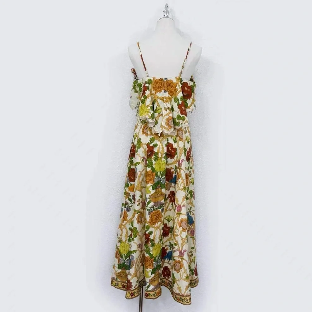 Alemais Floral Spaghetti-Strap Maxi Dress - Cream/Multicolor
